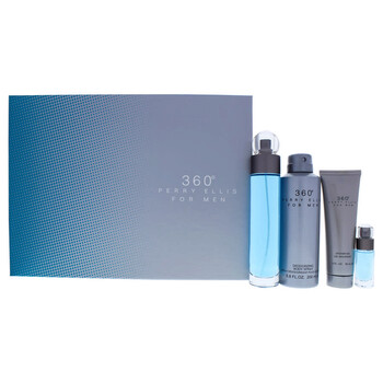 360 by Perry Ellis for Men  4 Pc Gift Set 3.4oz EDT Spray 6.8oz Deodorizing Body Spray 3.0oz Shower Gel 0.25oz EDT Spray