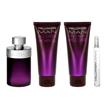 Halloween Man by J. Del Pozo for Men  4 Pc Gift Set 4.2oz EDT Spray 0.34oz EDT Spray 3.4oz All Over Shower Gel 3.4oz Moisturizing Face Care