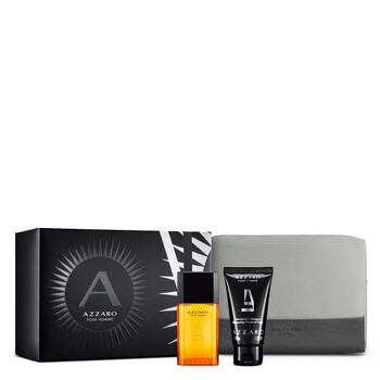 Men  Azzaro Set EDT Spray 1.0 oz Shampoo 1.7 oz Toiletry Bag M