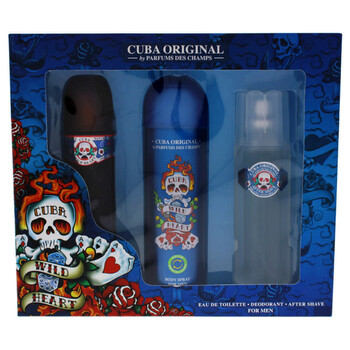 Wild Heart by Cuba for Men  3 Pc Gift Set 3.4oz EDT Spray 3.3oz After Shave 6.7oz Body Spray