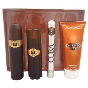 Gold by Cuba for Men  4 Pc Gift Set 3.3oz EDT Spray 1.17oz EDT Spray 3.3oz After Shave 6.7oz Shower Gel