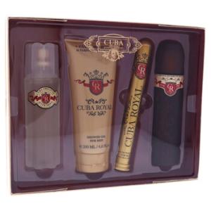 Royal by Cuba for Men  4 Pc Gift Set 3.4oz EDT Spray 1.7oz EDT Spray 3.3oz After Shave 6.7oz Shower Gel
