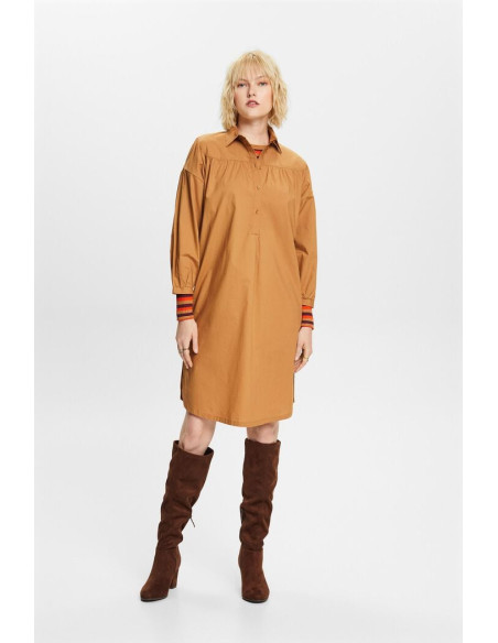 ESPRIT - Shirt dress with tie belt, 100% cotton