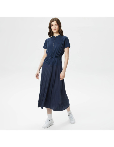 Lacoste - Lacoste Women&#039;s Short Sleeve Crew Neck Navy Blue Dress