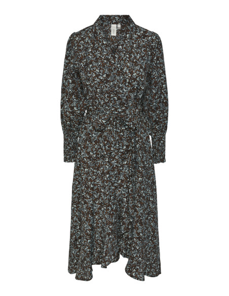 Y.A.S - YASEMINO LS MIDI WRAP DRESS S.