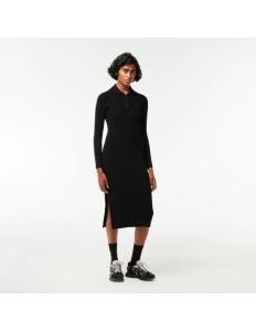 Lacoste - LONG, SEAMLESS KNIT RIBBED POLO DRESS