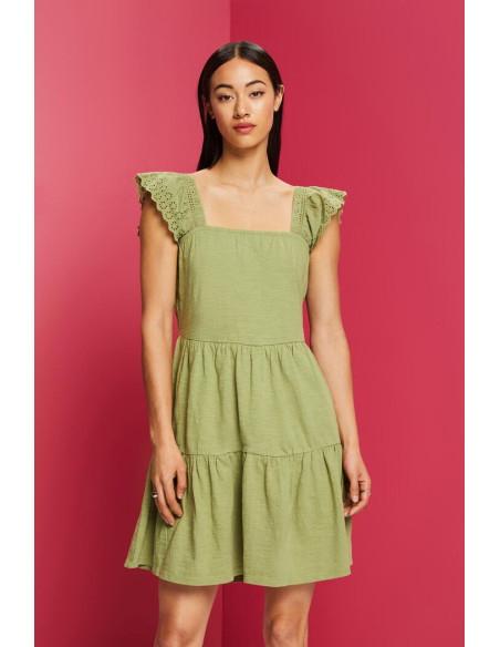 ESPRIT - Jersey dress with embroidered lace sleeves