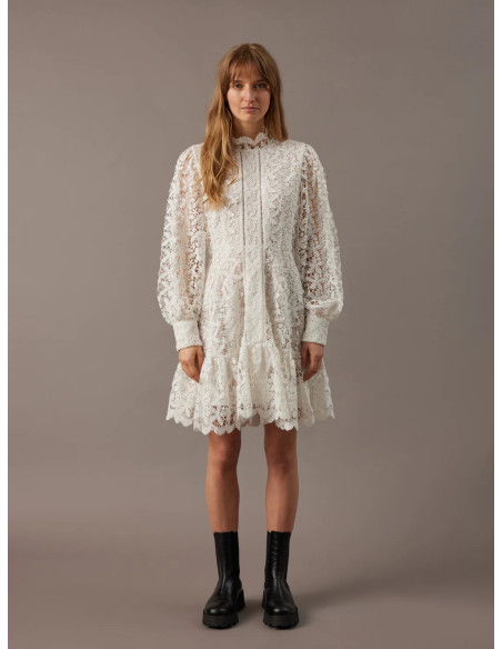 SELECTED FEMME - SLFSILJA LS EMBROIDERY SHORT DRESS SOLID