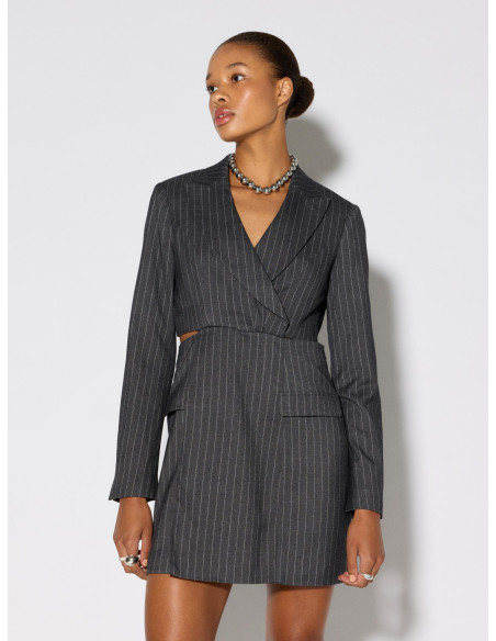 Somethingnew by Vero Moda - SNKARA LS PINSTRIPE TWIST MINI DRESS STO