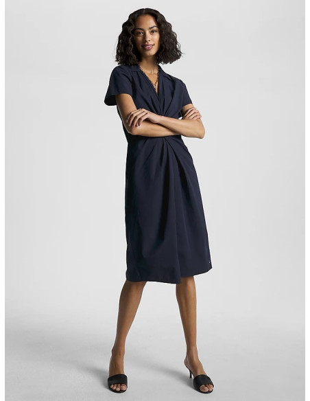 Tommy Hilfiger - SOLID POPLIN MIDI DRESS SS