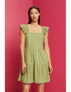 ESPRIT - Jersey dress with embroidered lace sleeves