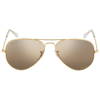 Aviator Chromance Polarized SilverBrown Pilot Sunglasses RB3025 9196G5