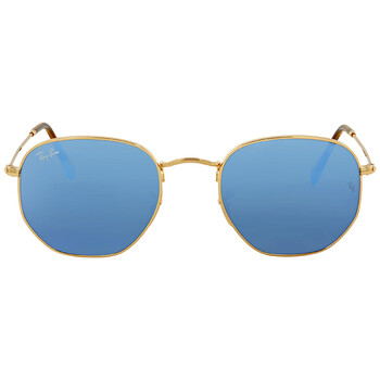 Hexagonal Flat Lenses Blue Mirror Sunglasses RB3548N 0019O