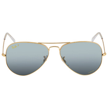 Polarized Clear Gradient Dark Blue Aviator Sunglasses RB3025 9196G6