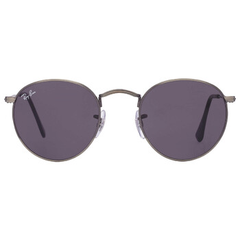 Round Metal Antiqued Dark Gray Sunglasses RB3447 9229B1