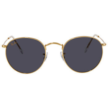 Round Metal Legend Gold Blue Sunglasses RB3447 9196R5