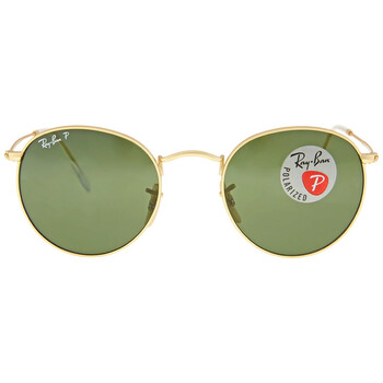Round Metal Polarized Green Sunglasses RB3447 11258