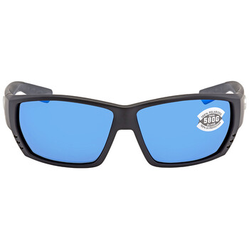 TUNA ALLEY Blue Mirror Polarized Glass Wrap Sunglasses TA 11 OBMGLP