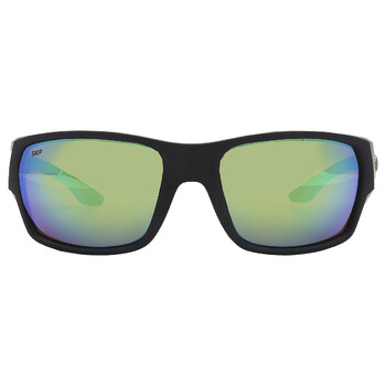 Tailfin Green Mirror Polarized Polycarbonate Rectangular Sunglasses 6S9113 911307