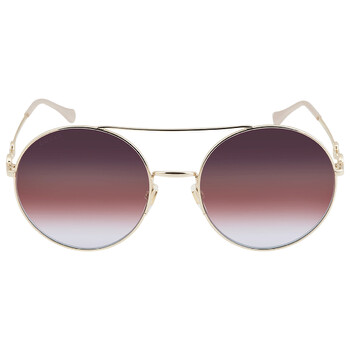 Triple Gradient VioletBrownLight Blue Round Sunglasses GG0878S 004