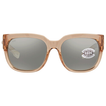 Waterwoman 2 Grey Silver Mirror Glass Polarized Cat Eye Sunglasses WTR 252 OSGGLP