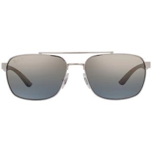 Blue Mirrored Gold Gradient Polarized Rectangular Sunglasses RB3701 003J0