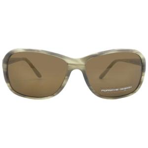 Brown Rectangular Unisex Sunglasses P8558 D