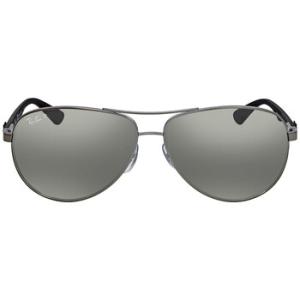 Carbon Fibre Polarized Silver Mirror Aviator Sunglasses RB8313 004K6
