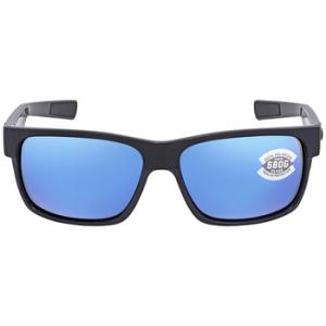 HALF MOON Blue Mirror Polarized Glass Rectangular Sunglasses HFM 155 OBMGLP