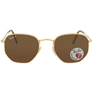 Hexagonal Flat Lenses Polarized Brown Sunglasses RB3548N 00157
