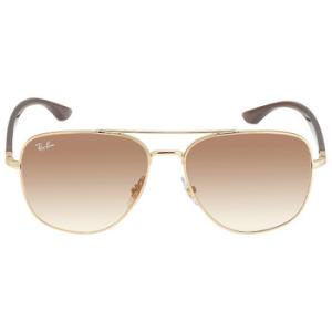 Open Box  Ray Ban Light Brown Gradient Aviator Sunglasses RB3683 00151