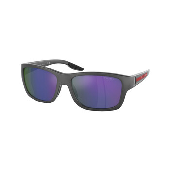 Dark Blue Mirror Violet Rectangular Sunglasses PS 01WS 11C05U