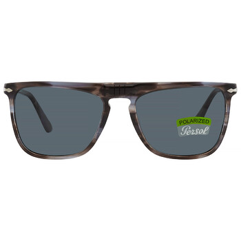 Polarized Dark Blue Browline Sunglasses PO3225S 11553R