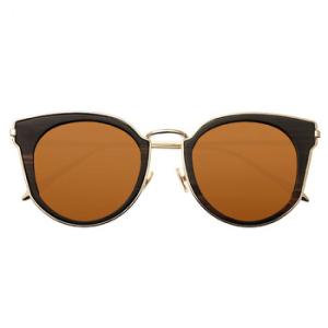 Karekare Gold Metal Square Sunglasses  Espresso Wood