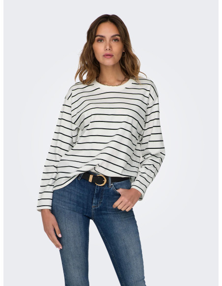 ONLY - ONLLAURA L/S BOXY STRIPE TOP JRS