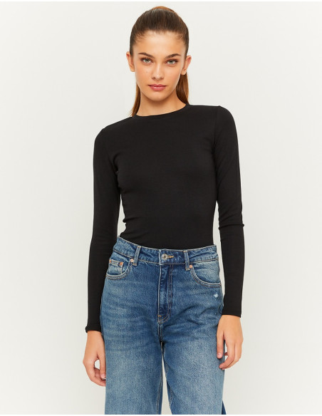 Tally Weijl - BLACK BASIC LONG SLEEVES BODYSUIT