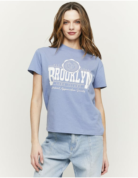 Tally Weijl - BLUE PRINTED OVERSIZE T-SHIRT