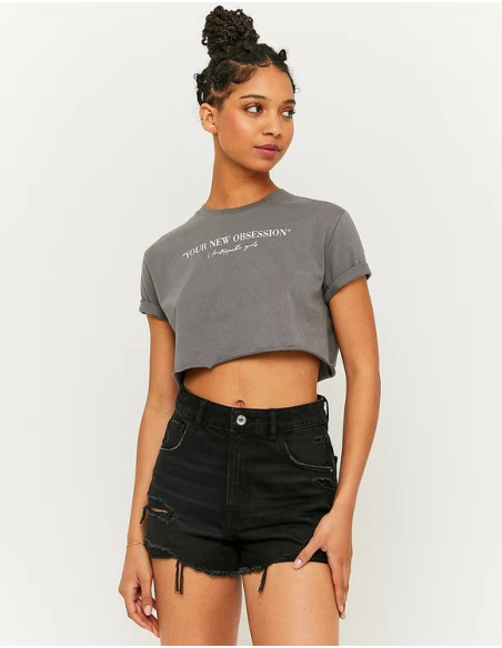 Tally Weijl - PRINTED CROPPED T-SHIRT