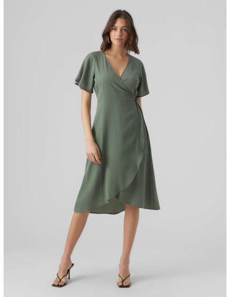 Vero Moda - VMSAKI SS CALF WRAP DRESS GA NOOS