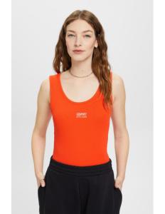 ESPRIT - Ribbed tank top with embroidered logo