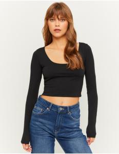 Tally Weijl - BLACK CROPPED BASIC TOP