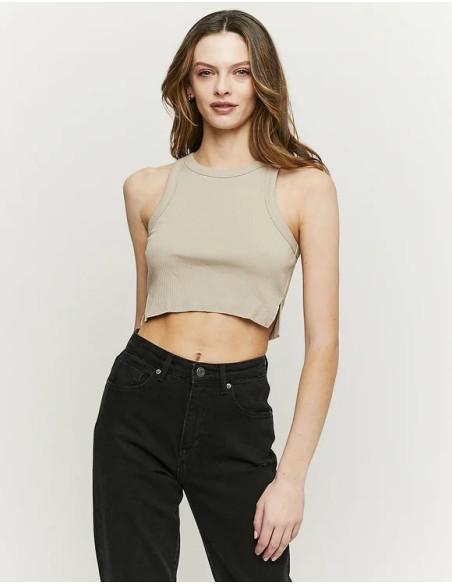 Tally Weijl - BASIC RIBBED CROPPED TOP