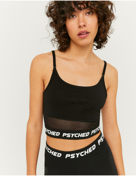 Tally Weijl - BLACK SLEEVELESS PRINTED CROP TOP