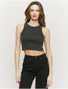 Tally Weijl - BASIC RIBBED CROPPED TOP