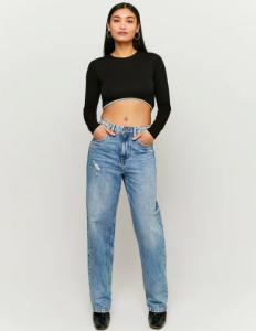 Tally Weijl - BLACK CROPPED TOP WITH STRASS