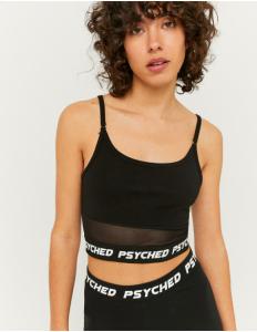 Tally Weijl - BLACK SLEEVELESS PRINTED CROP TOP