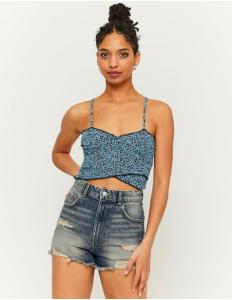 Tally Weijl - BLUE FLORAL TOP WITH ELASTIC STRAPS