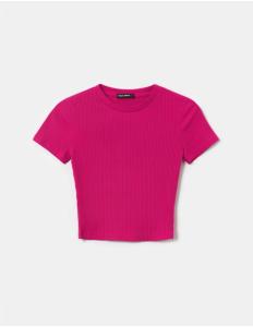 Tally Weijl - PINK CROPPED SHORT SLEEVES T-SHIRT