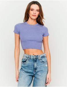 Tally Weijl - PURPLE KNIT CROPPED TOP