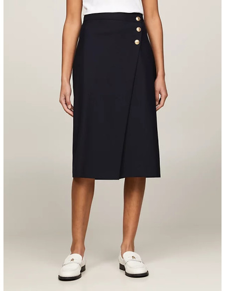 Tommy Hilfiger - GOLD BUTTON MIDI SKIRT